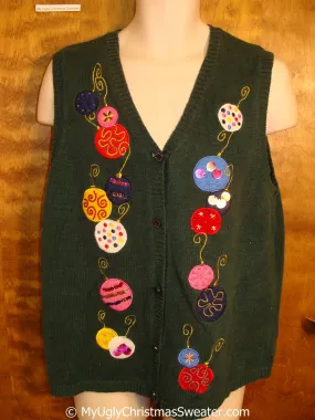 Cheap Green Christmas Sweater Vest with Ornaments