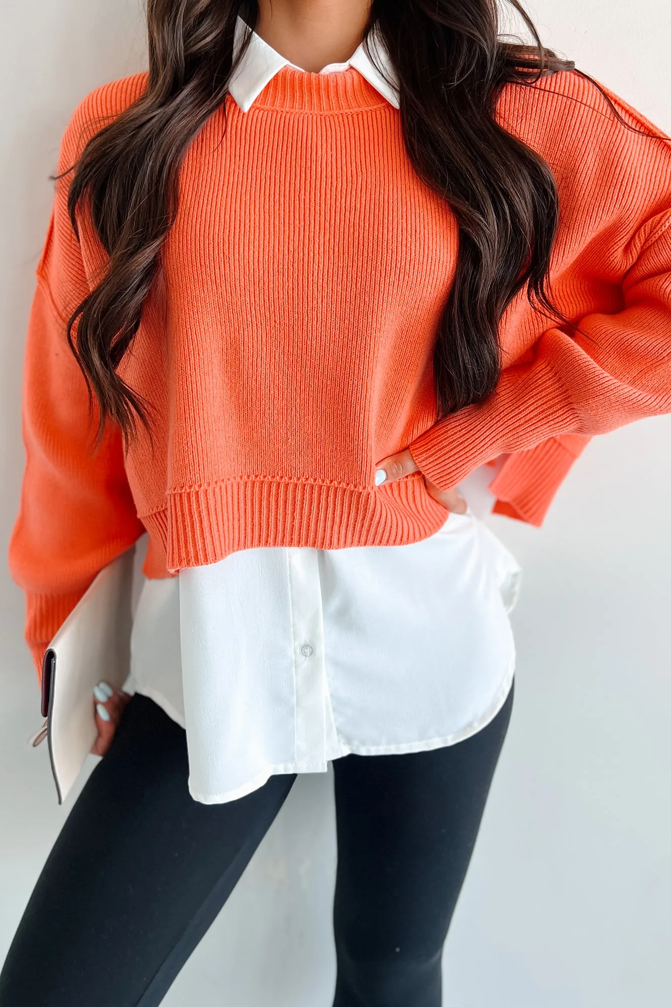 Cheerful Charm Oversized Zenana Crop Sweater (Coral)