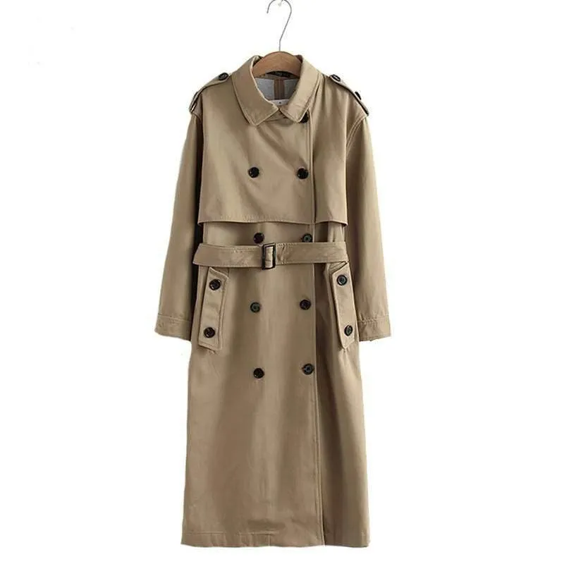 chic epaulet design long trench coat