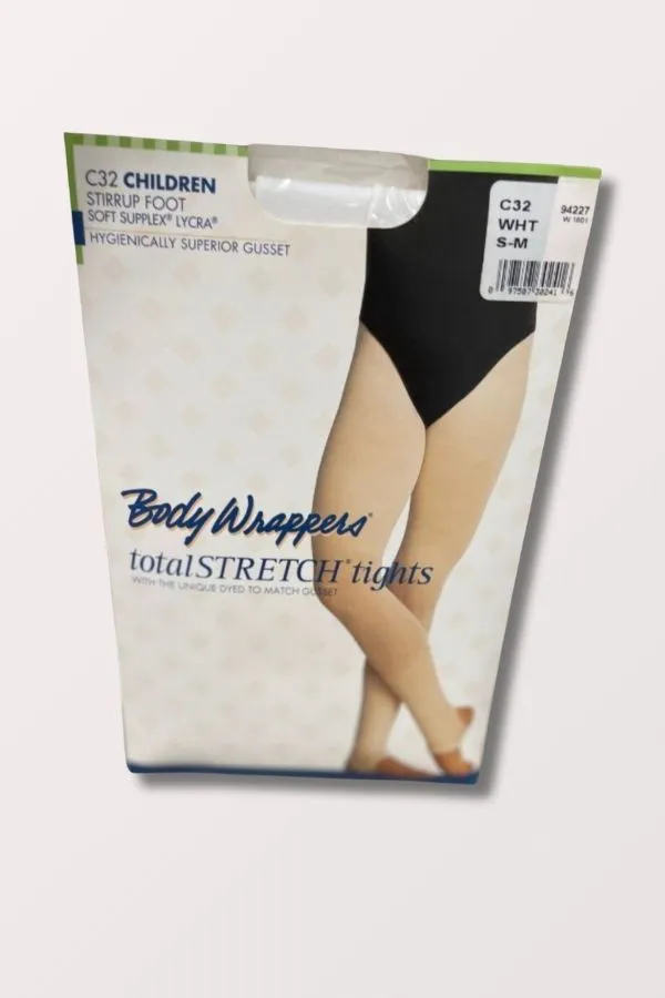 Children's TotalSTRETCH Seamless Stirrup Dance Tights - White