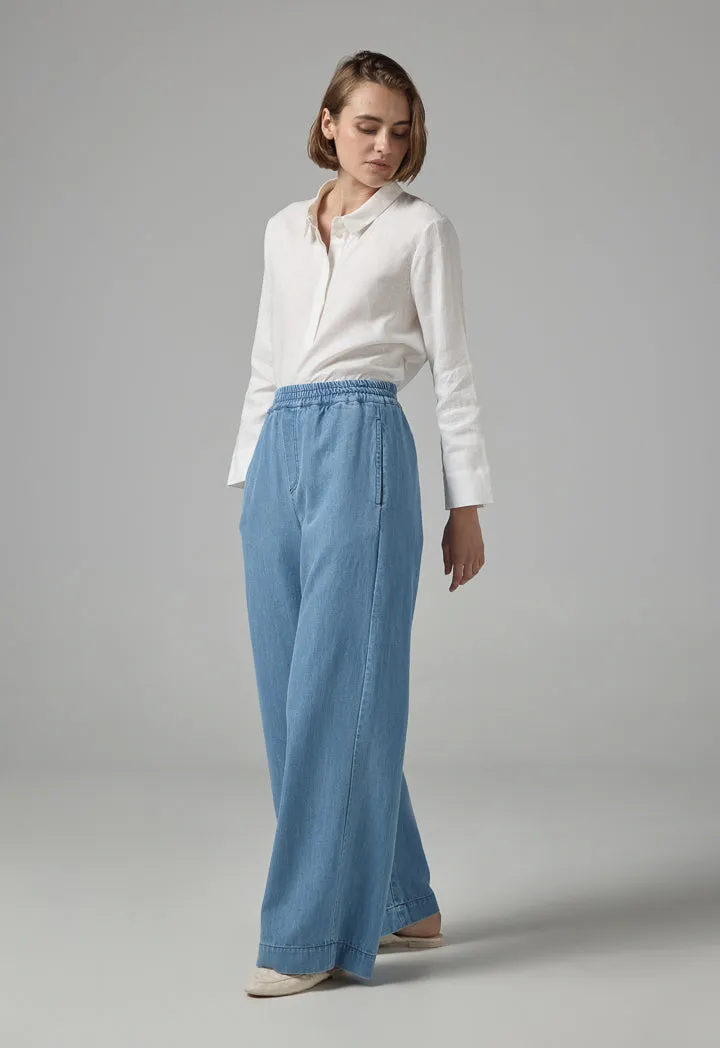 Choice Wide Leg Denim Trousers Light Blue