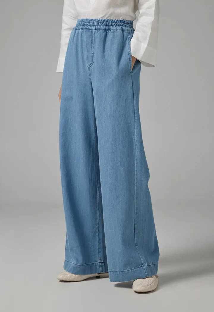 Choice Wide Leg Denim Trousers Light Blue