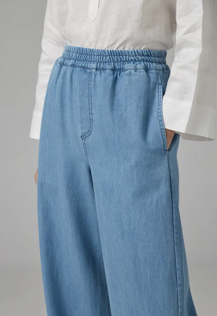 Choice Wide Leg Denim Trousers Light Blue