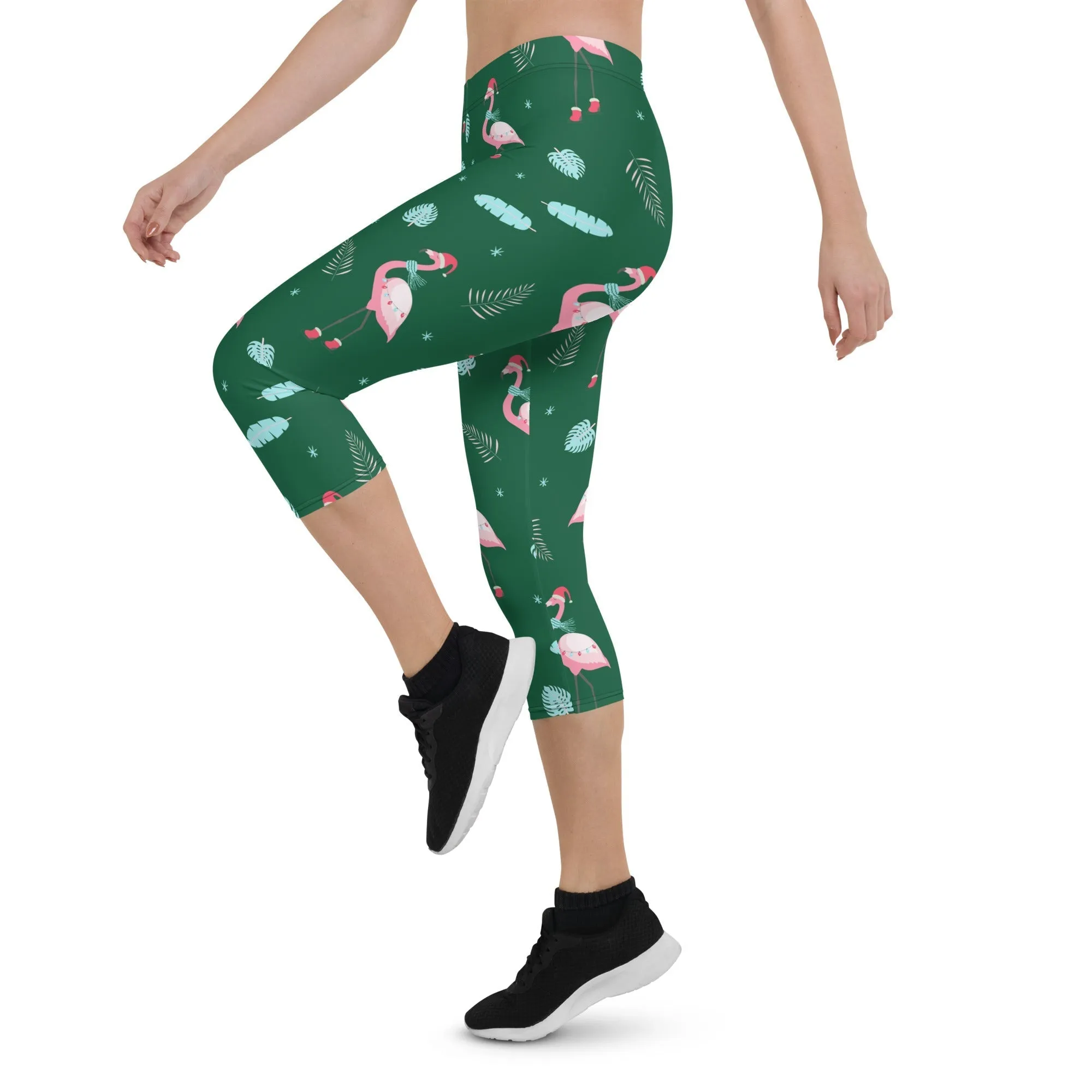 Christmassy Flamingos Capris