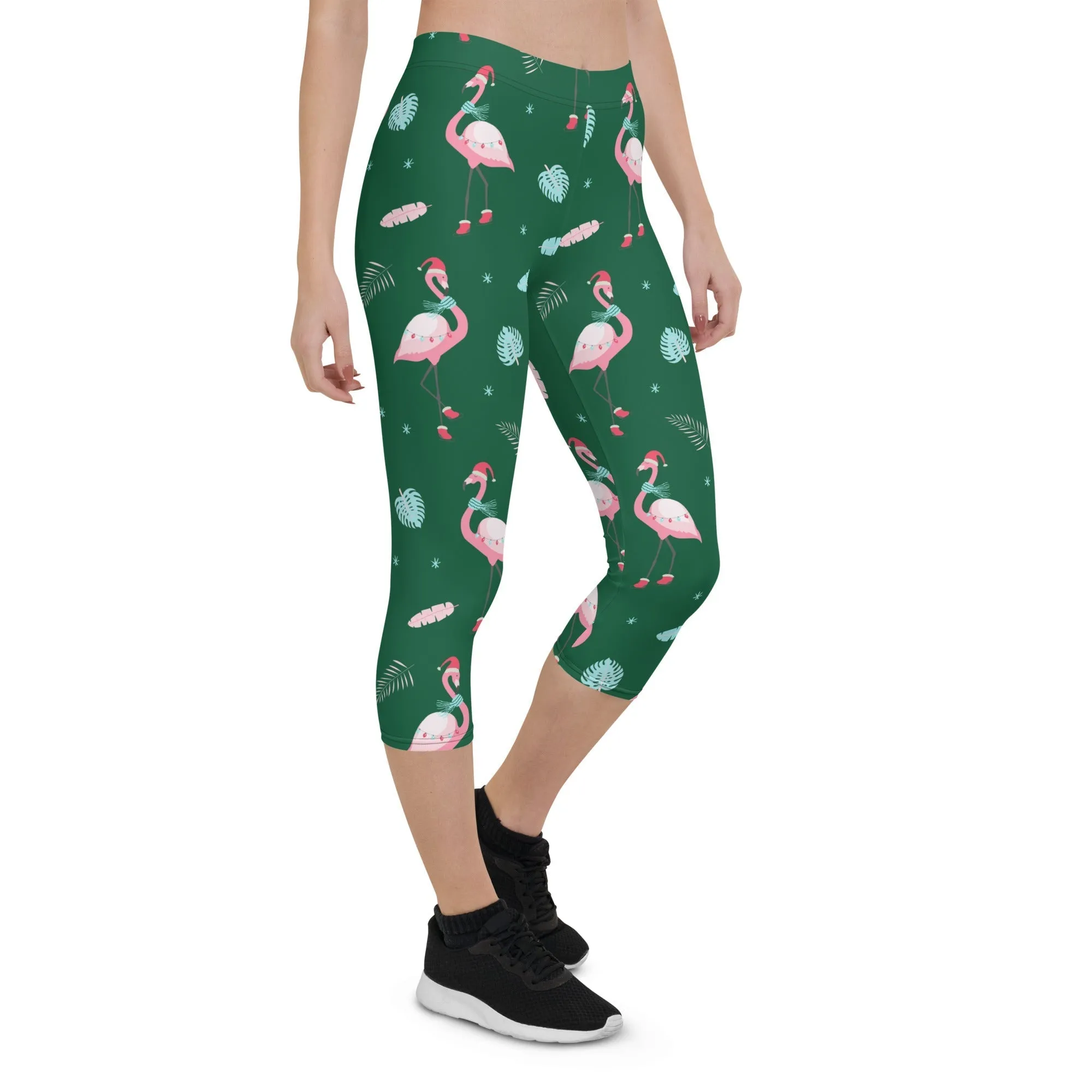 Christmassy Flamingos Capris