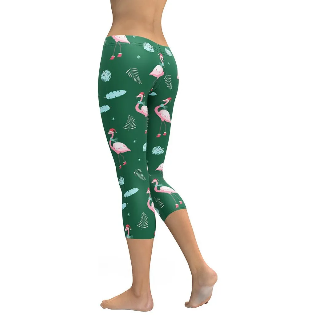 Christmassy Flamingos Capris