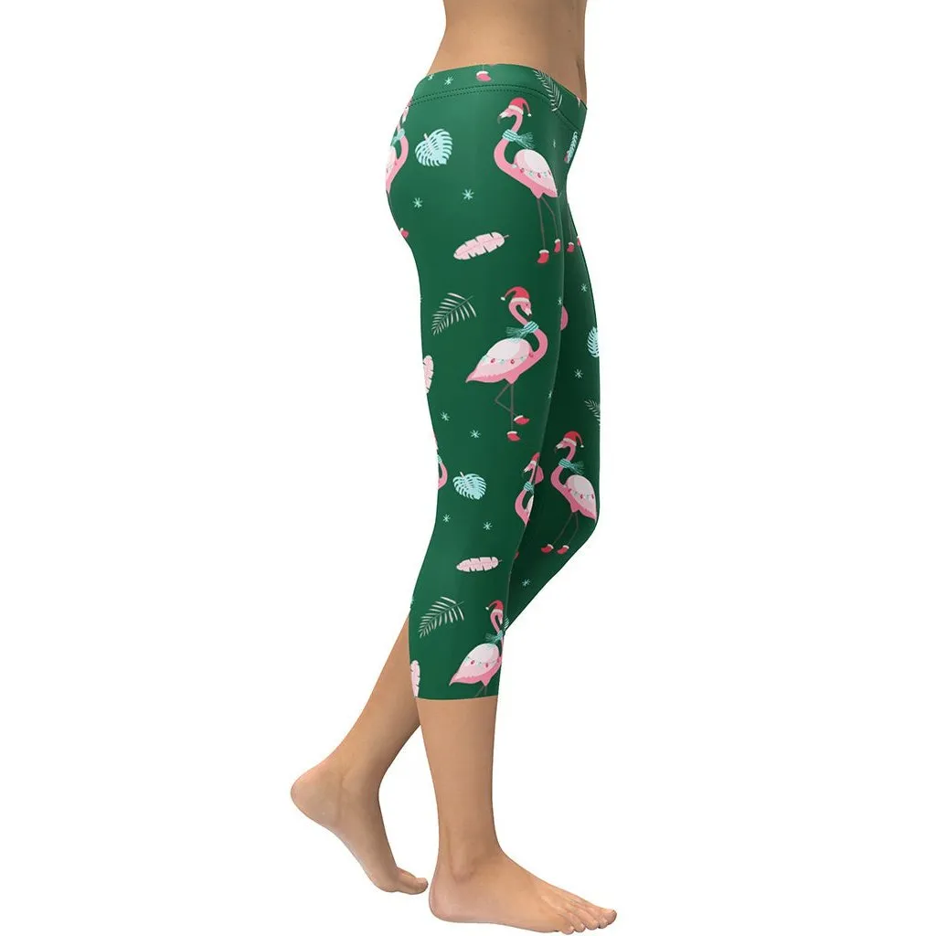 Christmassy Flamingos Capris