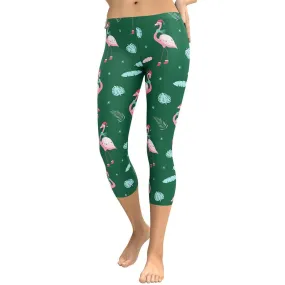 Christmassy Flamingos Capris