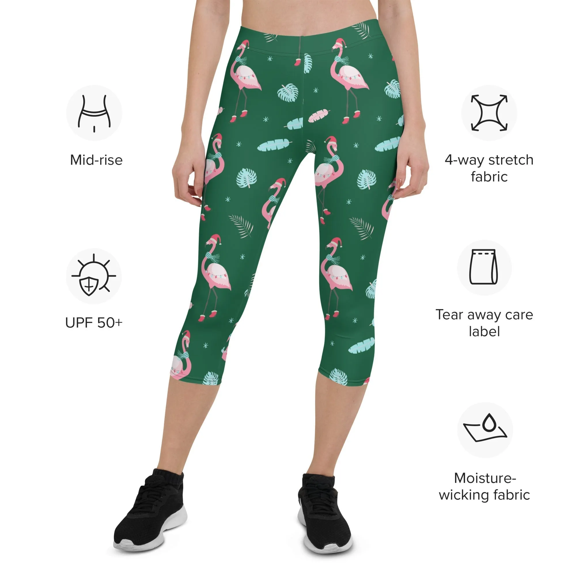 Christmassy Flamingos Capris