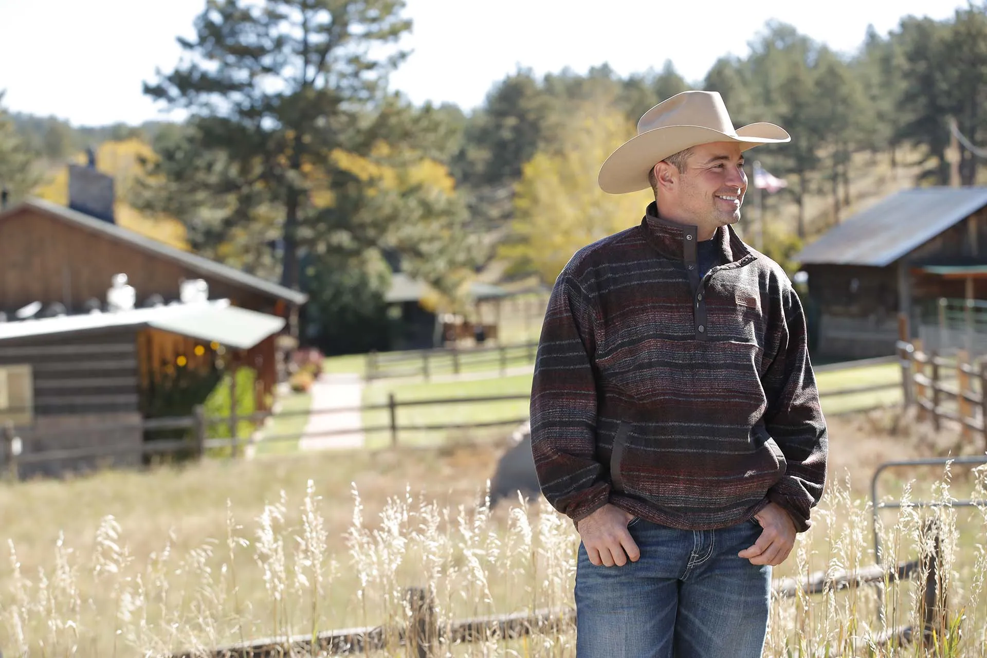 Cinch Men's Brown and Red Fleece Pullover