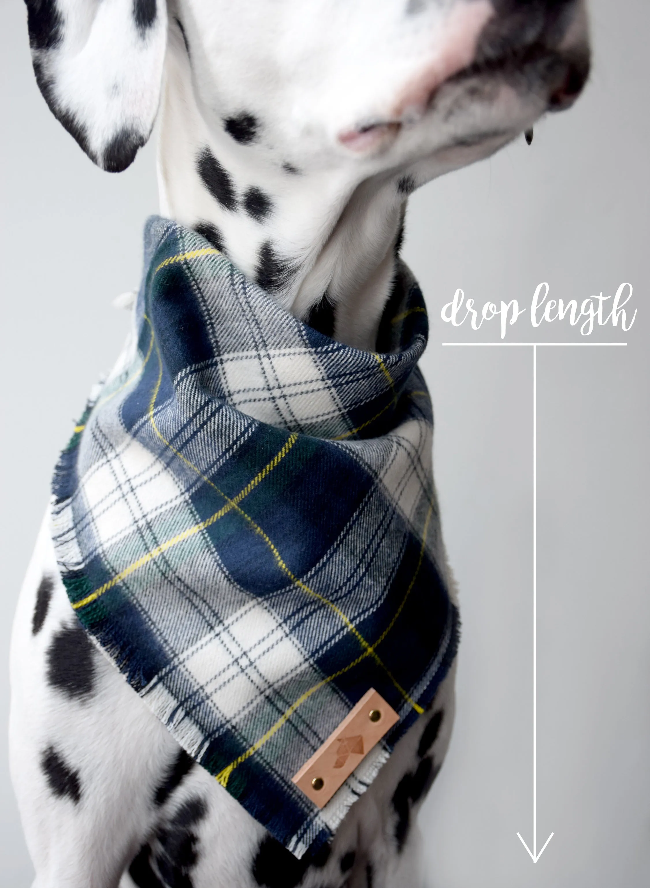 COBALT Fringed Flannel Dog Bandana - Snap/Tie On Cotton Scarf