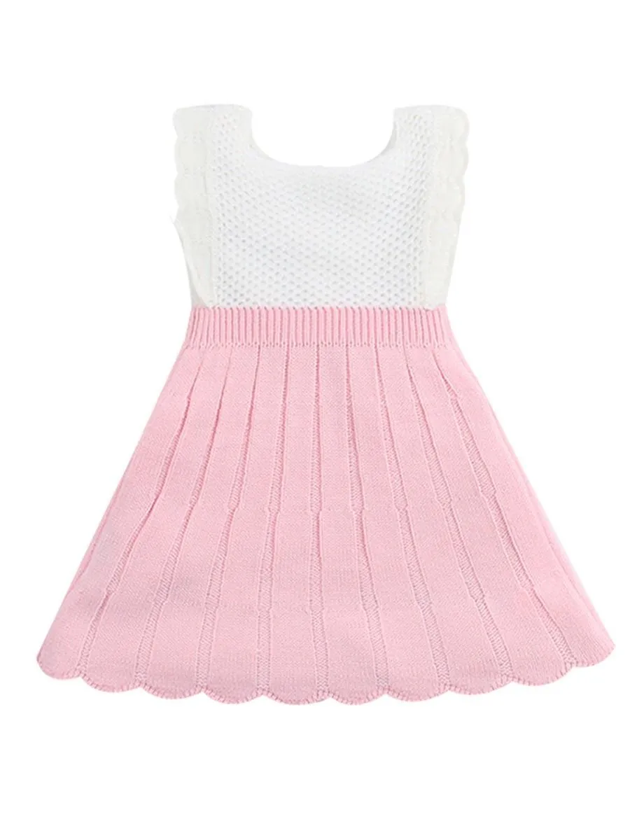 Color-blocking Knitwear Sleeveless Dress For Summer Baby Toddler Girl