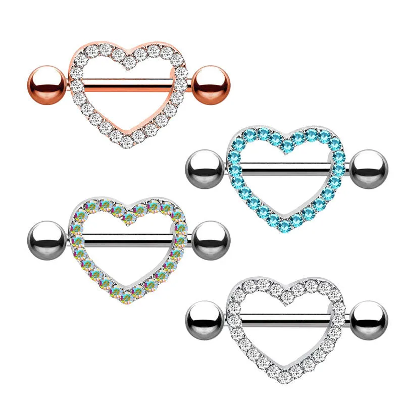 Colorful 1 Pair Sexy Body Piercing Navel Belly Button Ring Heart 316L Stainless Steel Dangle Nipple Piercing Punk Body Jewelry