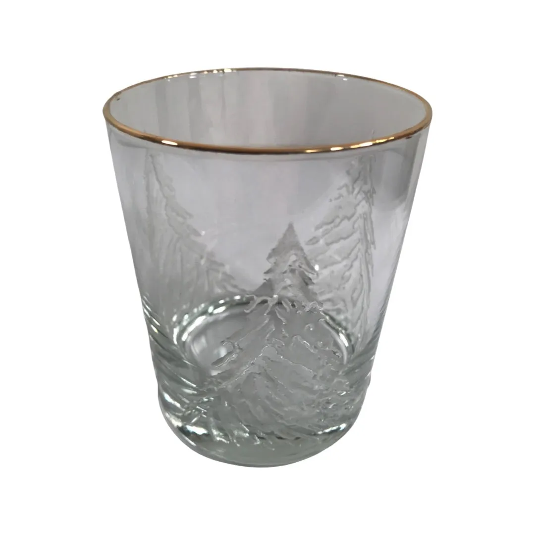 Culver Mid-Century Frosty Trees Double Old Fashion Glasses (Set of 4)