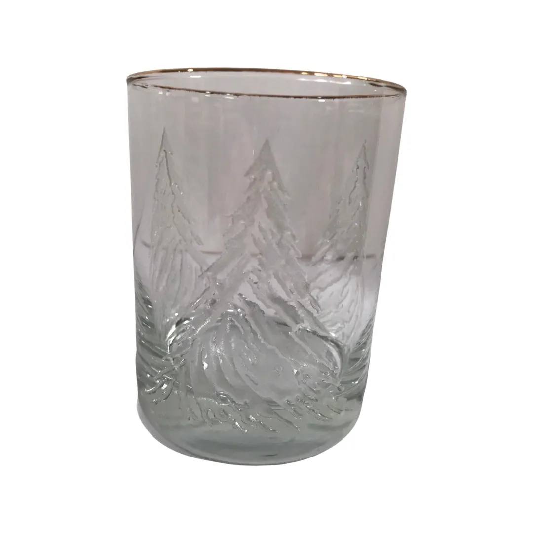 Culver Mid-Century Frosty Trees Double Old Fashion Glasses (Set of 4)