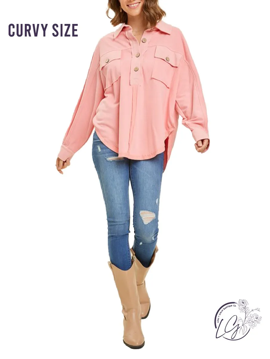 Curvy Leisure Luxe Half-Zip Pullover