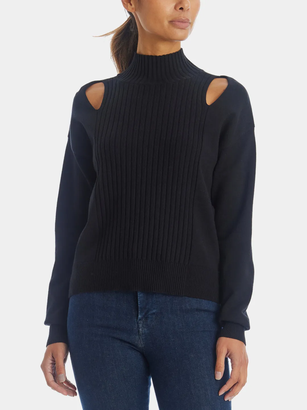 Cut Out Mock Neck Sweater