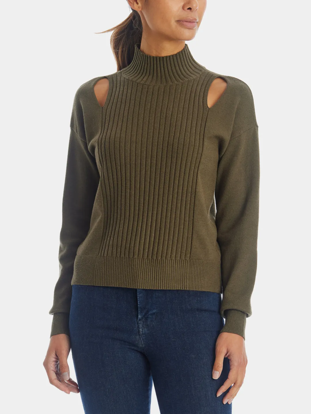 Cut Out Mock Neck Sweater