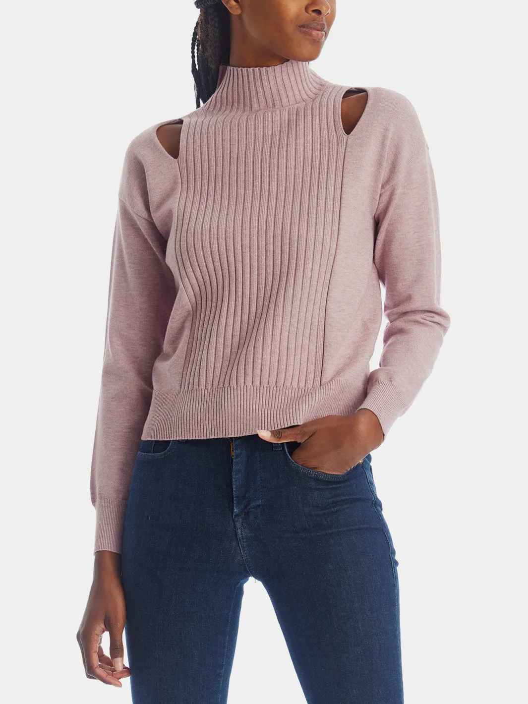 Cut Out Mock Neck Sweater