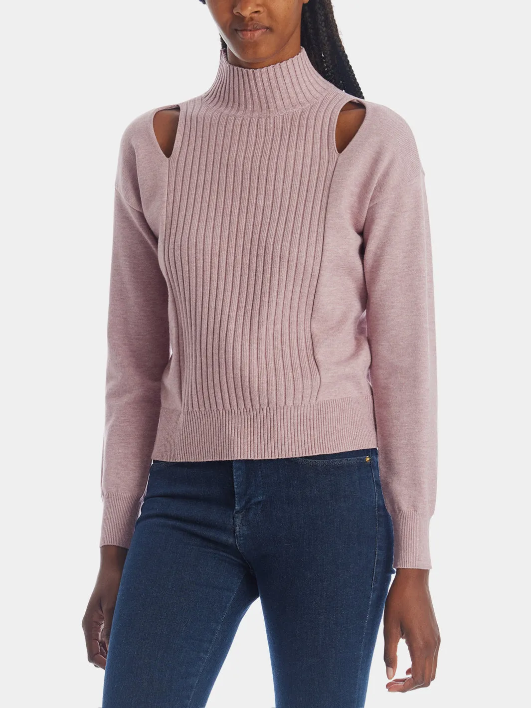 Cut Out Mock Neck Sweater