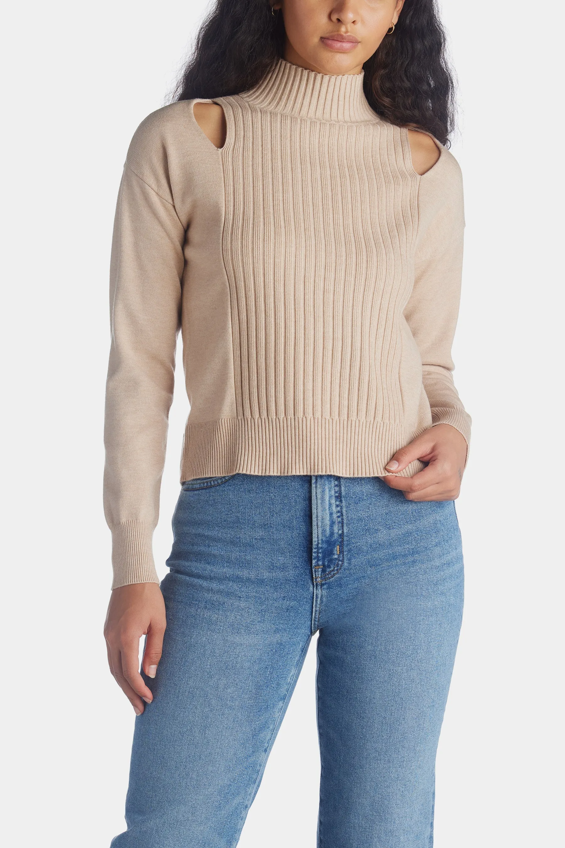 Cut Out Mock Neck Sweater