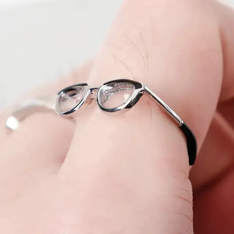 Cute Small Funny Open Mini Eyewear Finger Rings Jewelry Ring