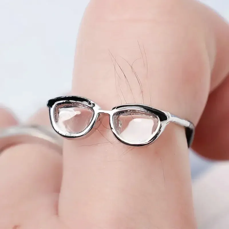 Cute Small Funny Open Mini Eyewear Finger Rings Jewelry Ring