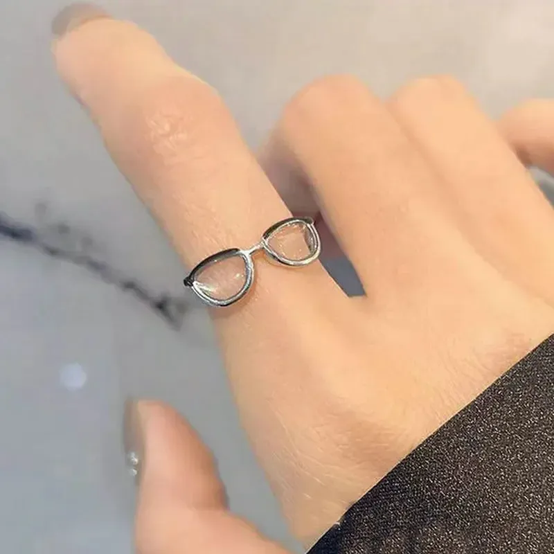 Cute Small Funny Open Mini Eyewear Finger Rings Jewelry Ring