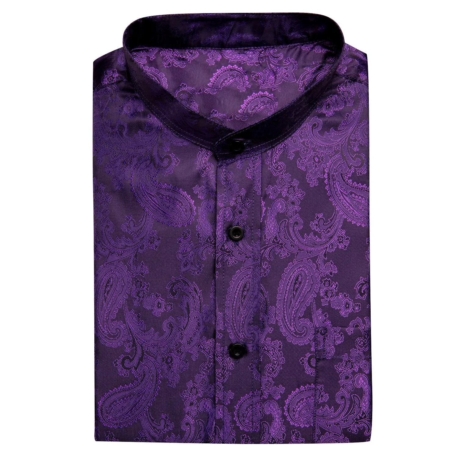 Dark Purple Paisley Silk Men's Short Sleeve Shirt