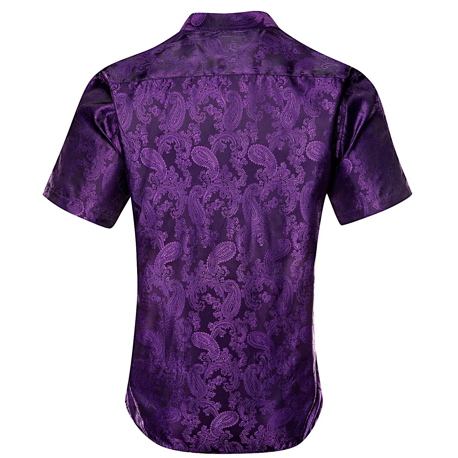 Dark Purple Paisley Silk Men's Short Sleeve Shirt