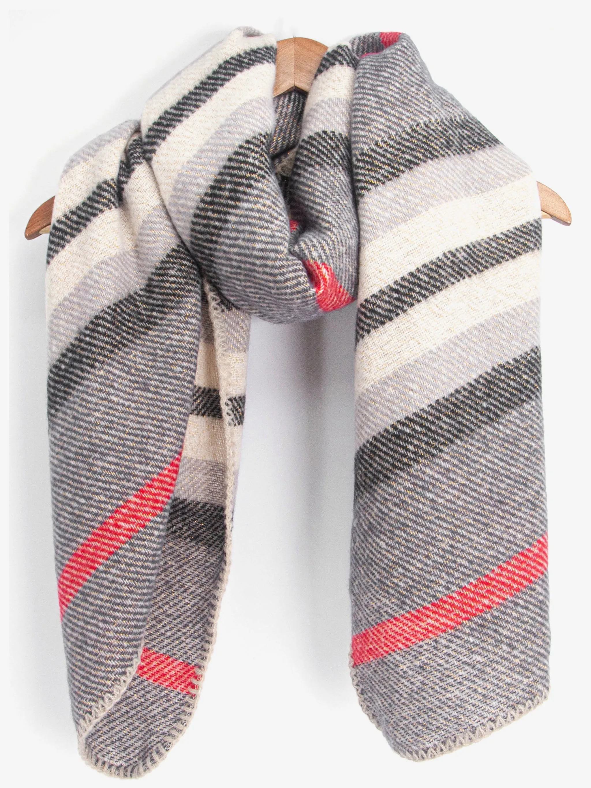 Darla Heavyweight Scarf - Dark Grey, Stripe