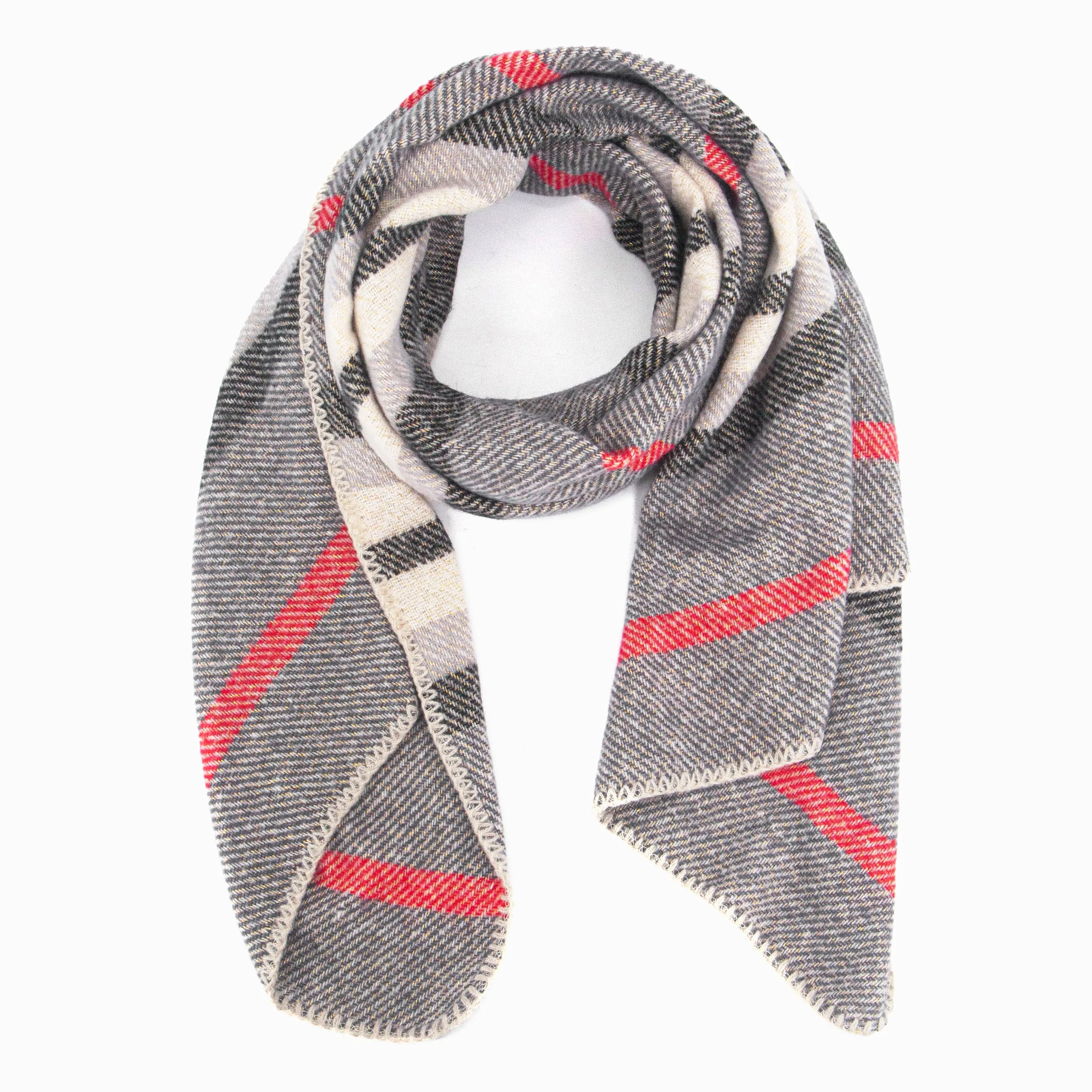 Darla Heavyweight Scarf - Dark Grey, Stripe