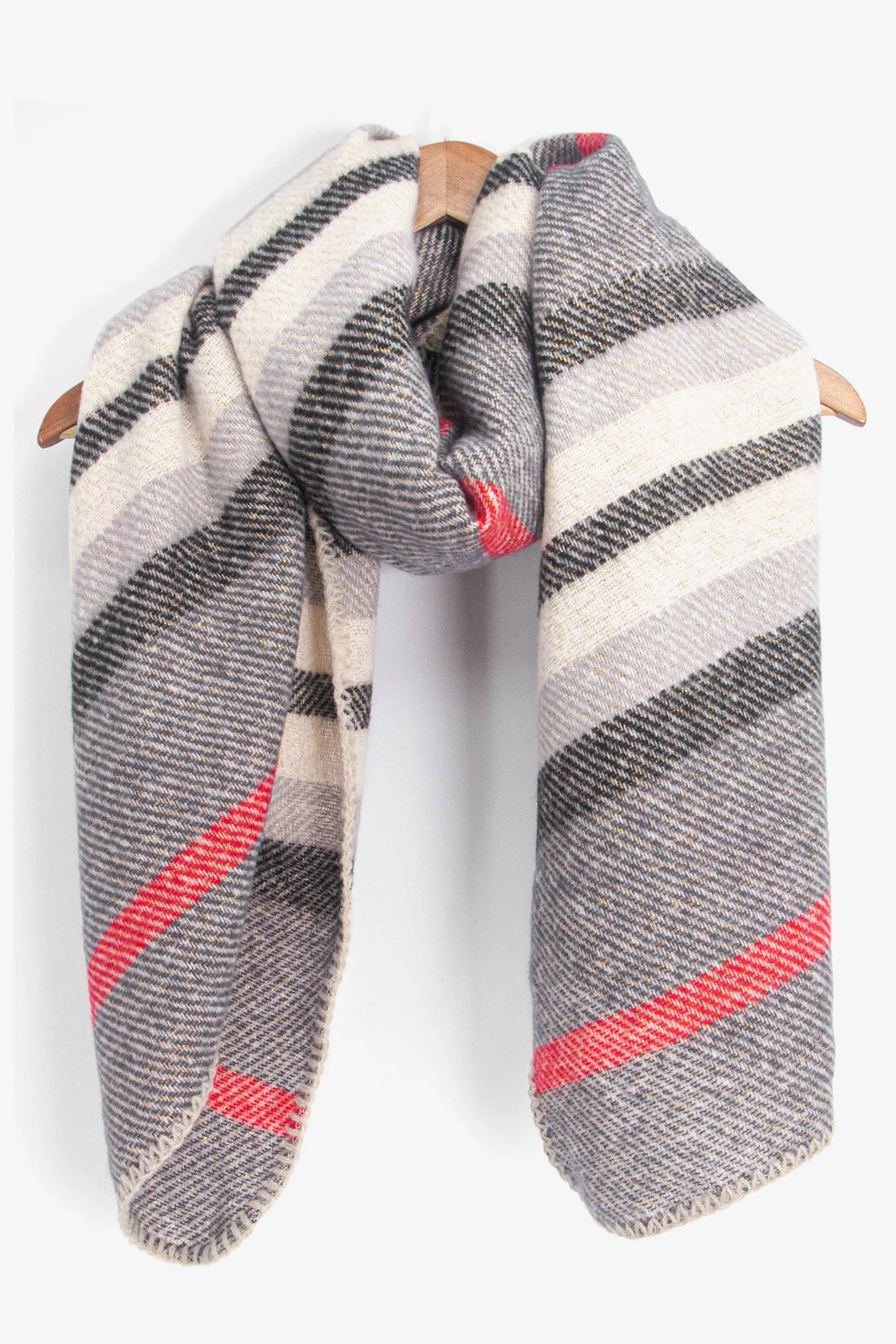 Darla Heavyweight Scarf - Dark Grey, Stripe