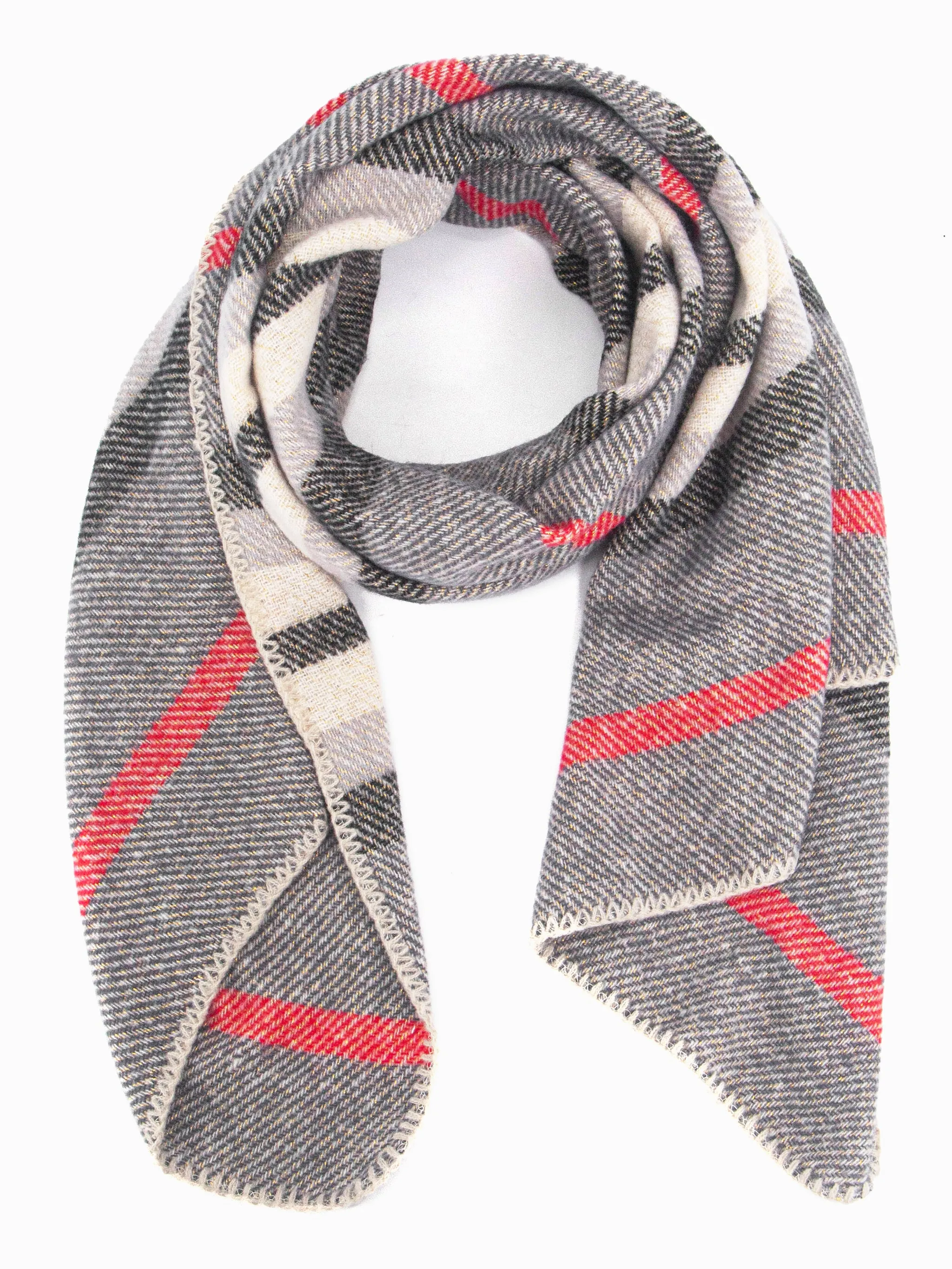 Darla Heavyweight Scarf - Dark Grey, Stripe