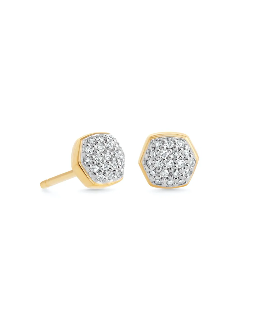 Davie Stud Earring in 18K Gold White Diamond