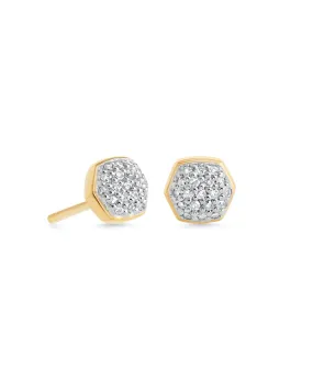 Davie Stud Earring in 18K Gold White Diamond