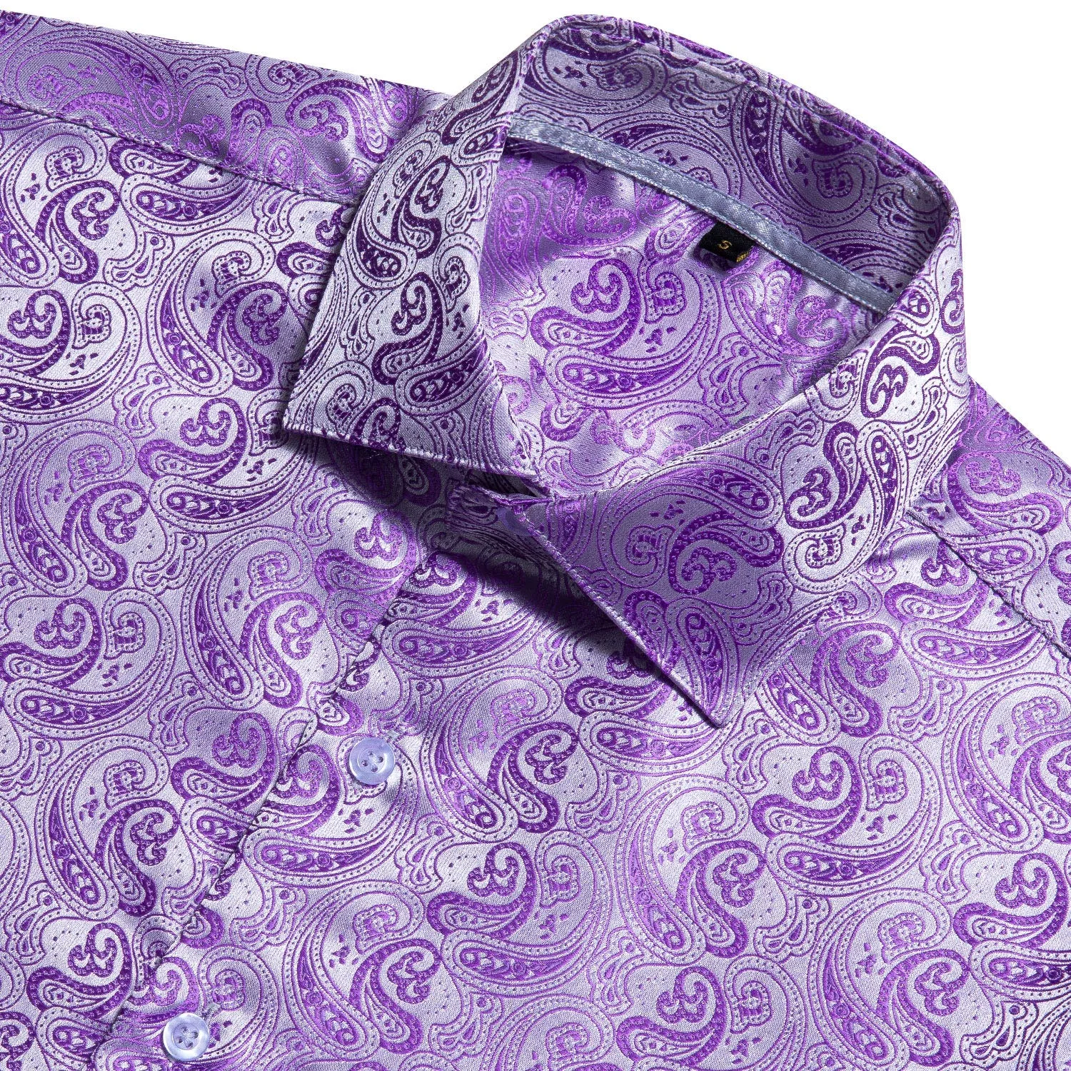 Deep Purple Paisley Silk Men's Short Sleeve Shirt