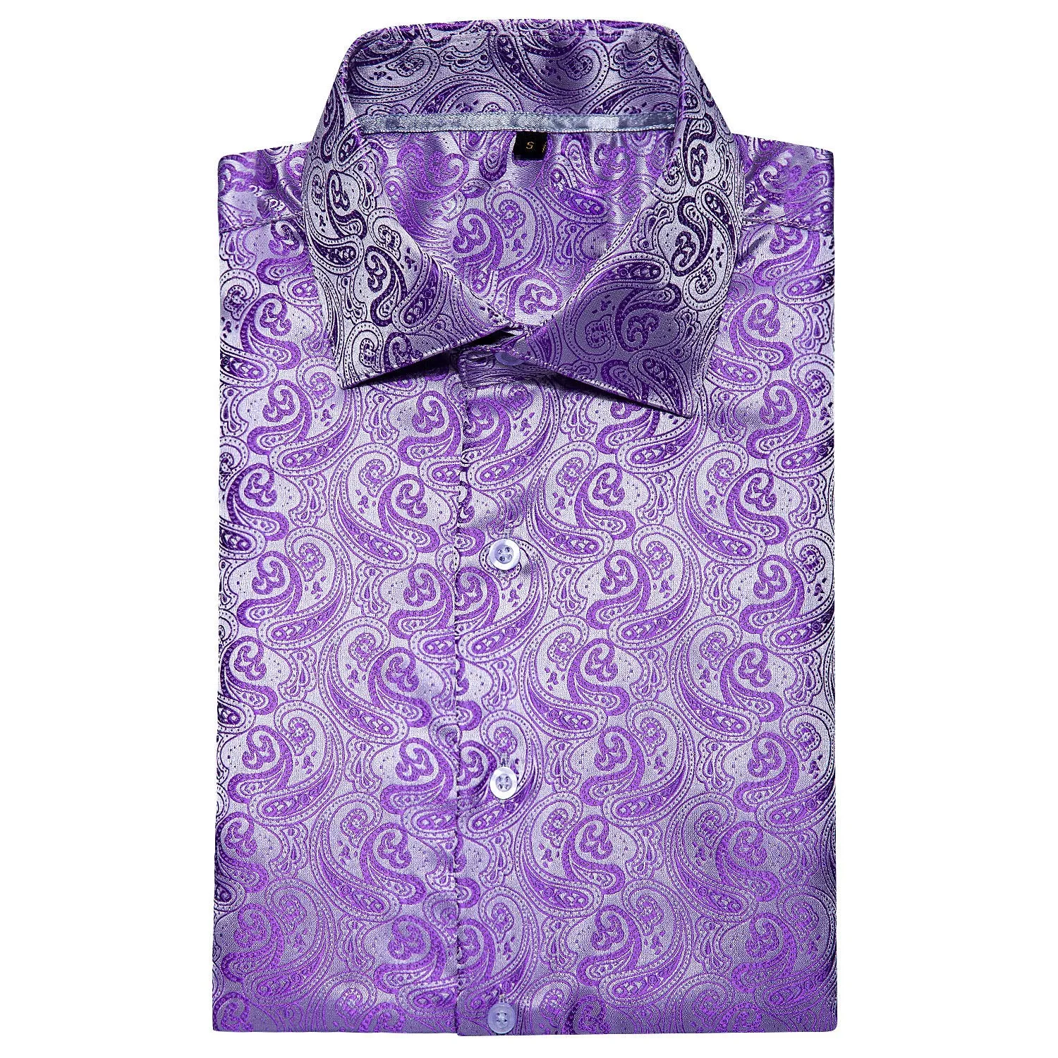 Deep Purple Paisley Silk Men's Short Sleeve Shirt