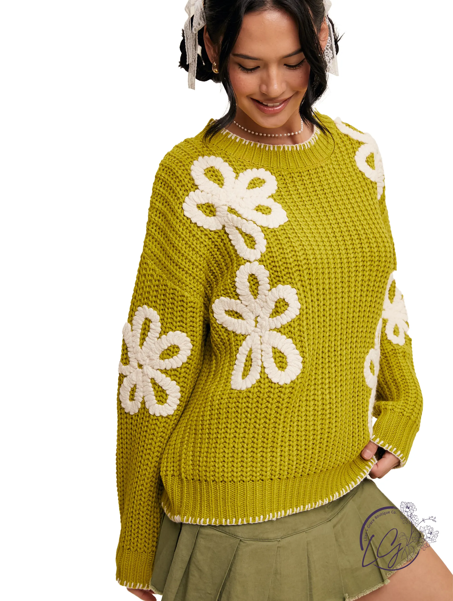 Dew On Grass Chunky Sweater