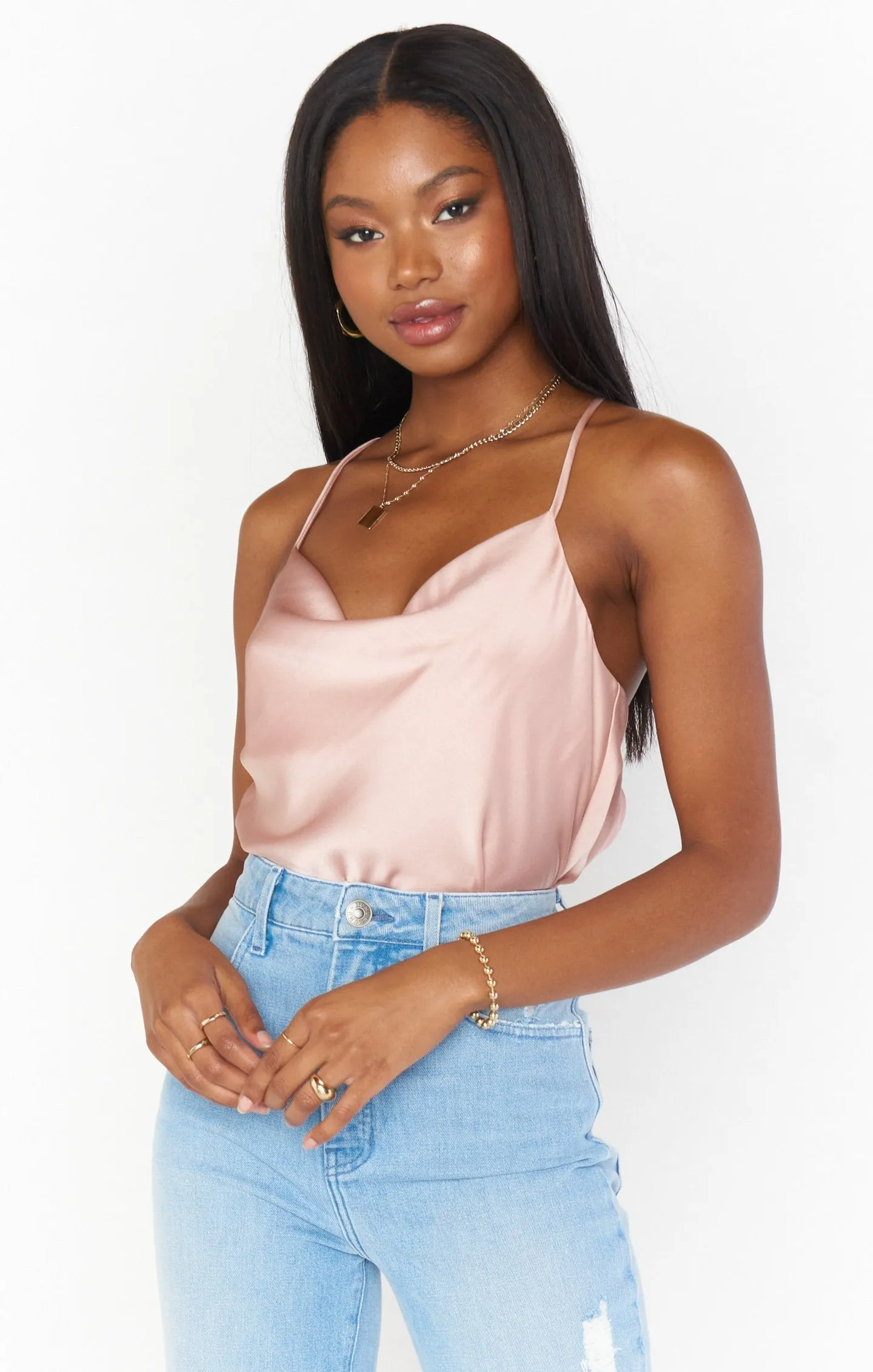 Diane Bodysuit ~ Rose Gold Satin