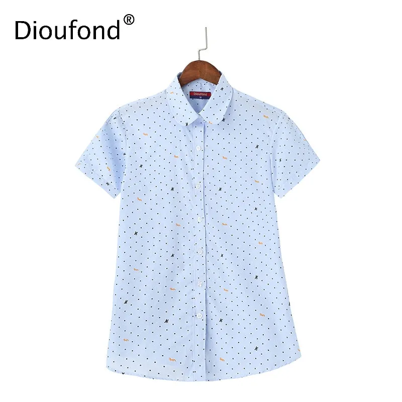 Dioufond Short Printed Women's Fashion Feninina Casual Size Blusas