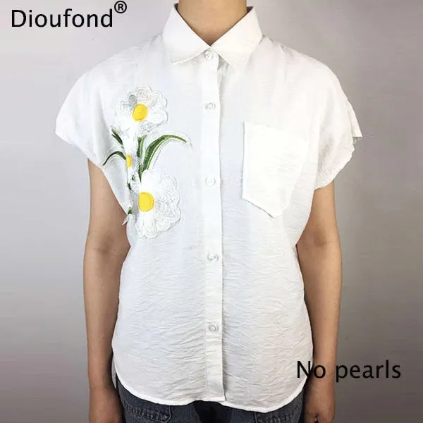 Dioufond Short Printed Women's Fashion Feninina Casual Size Blusas