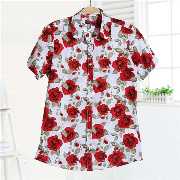 Dioufond Short Printed Women's Fashion Feninina Casual Size Blusas