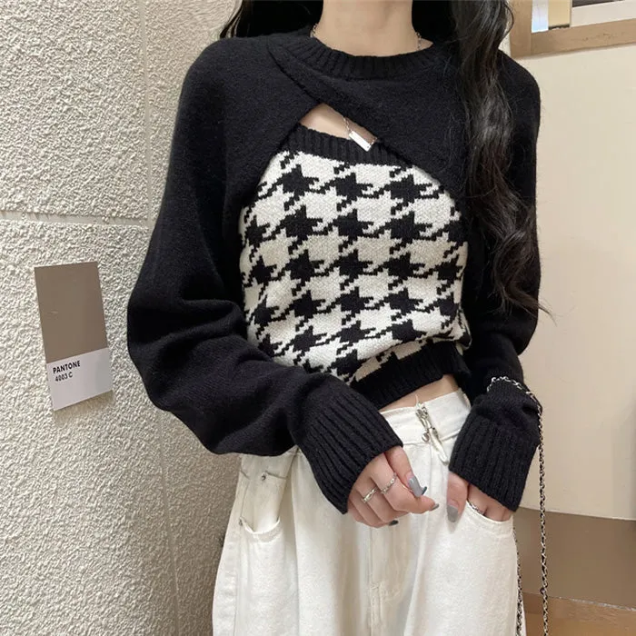 Dogtooth Check Top & Sweater Co-Ord