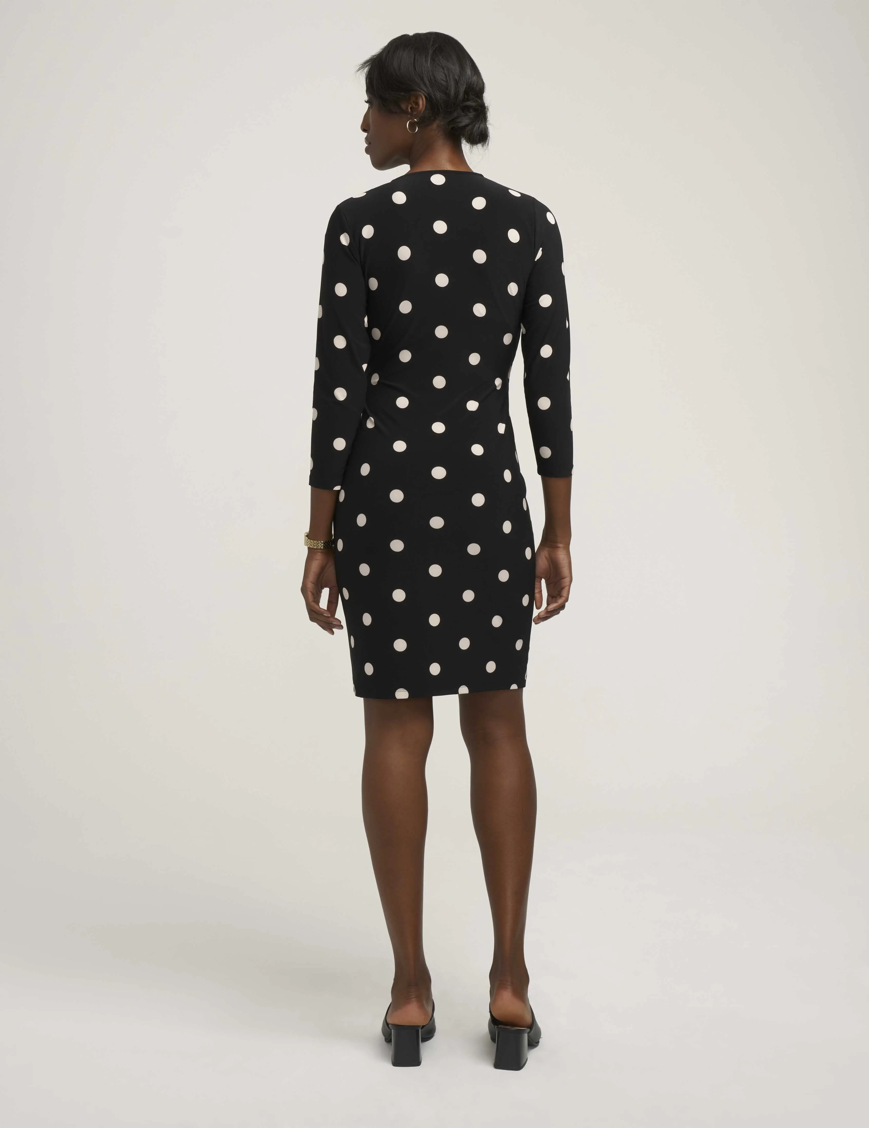 Dot Print Faux Wrap Dress