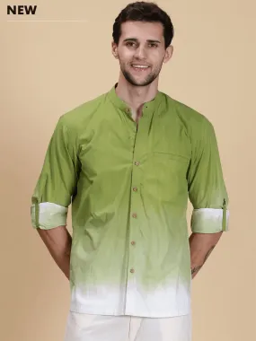 Double Dye Light Green  Men Shirt