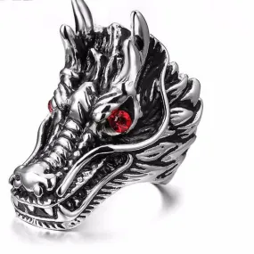 Dragon Head Red Stone Ring