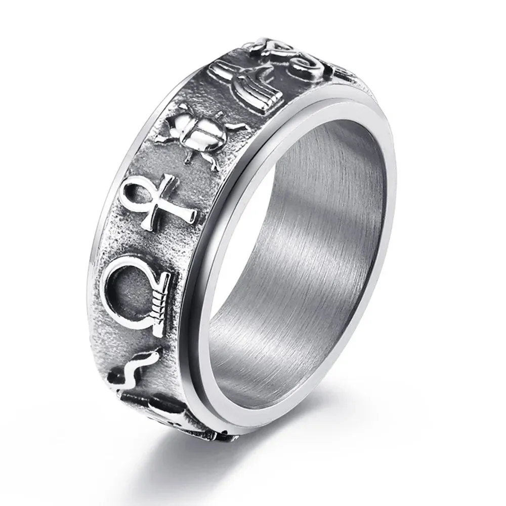 Egyptian Symbol Titanium Steel Rotating Ring