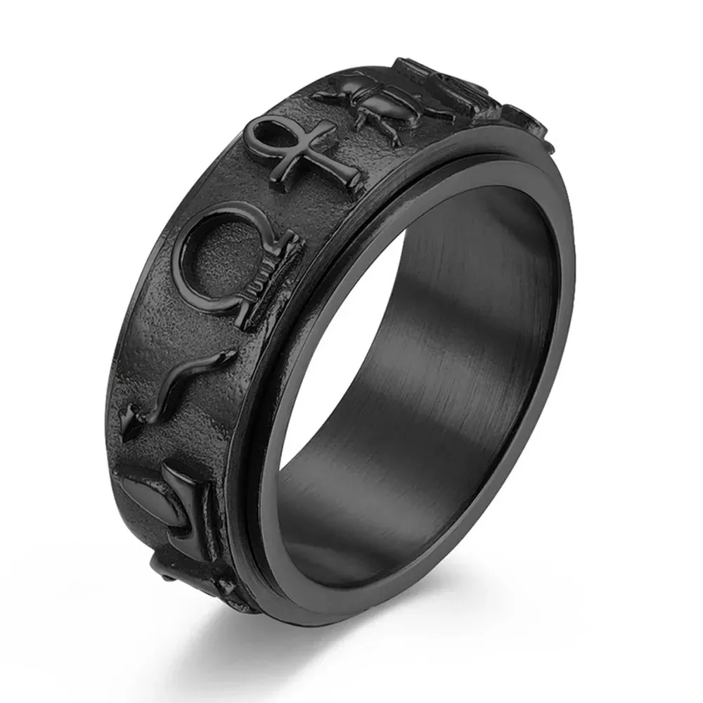 Egyptian Symbol Titanium Steel Rotating Ring