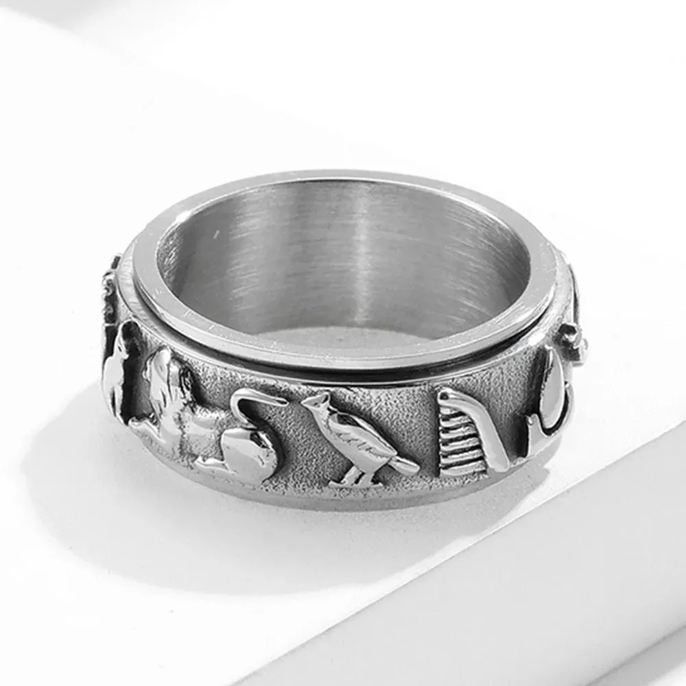 Egyptian Symbol Titanium Steel Rotating Ring